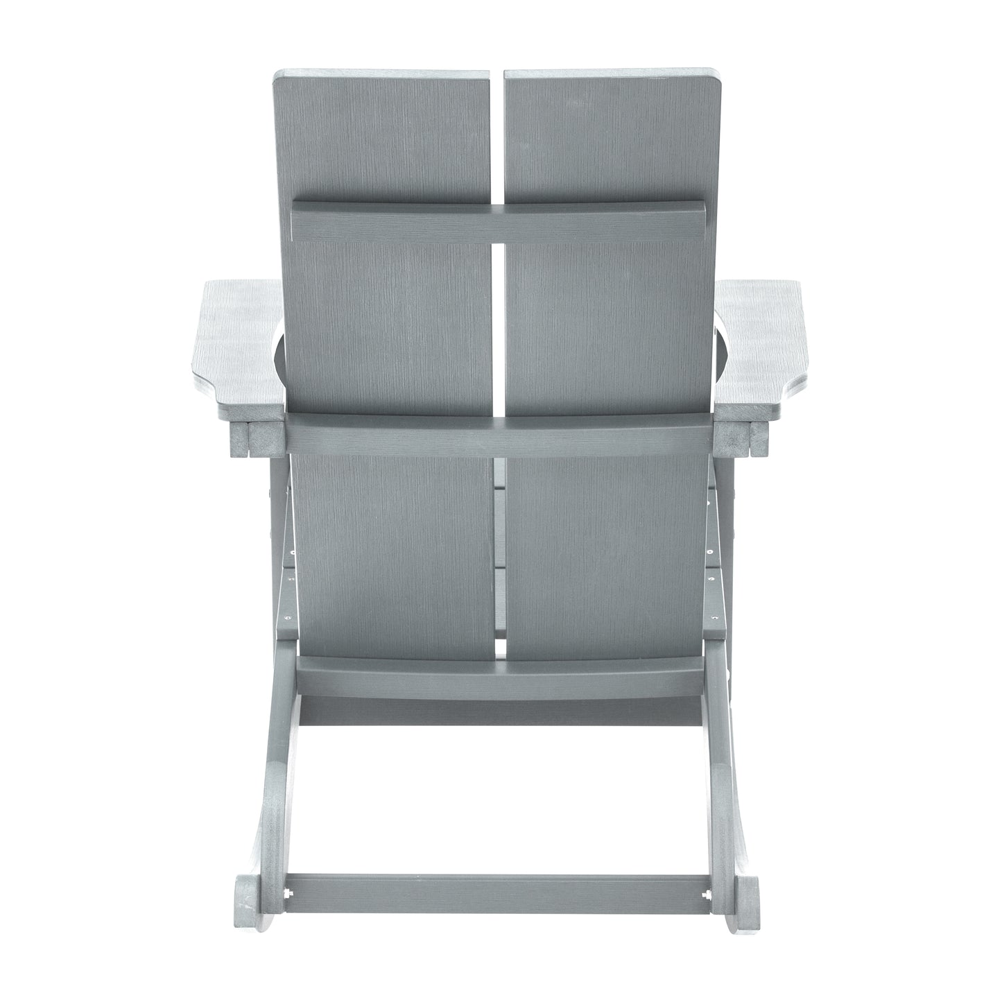 Finn Modern Commercial Grade All-Weather 2-Slat Poly Resin Wood Rocking Adirondack Chair with Rust Resistant Stainless Steel Hardware in Gray Gray