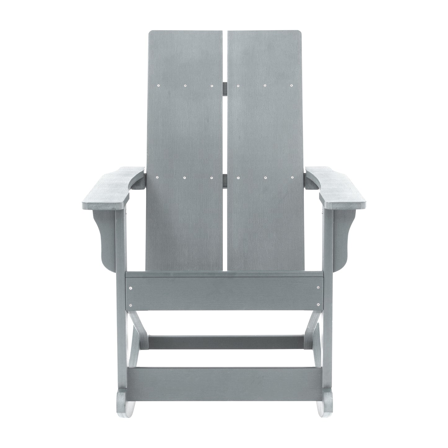 Finn Modern Commercial Grade All-Weather 2-Slat Poly Resin Wood Rocking Adirondack Chair with Rust Resistant Stainless Steel Hardware in Gray Gray