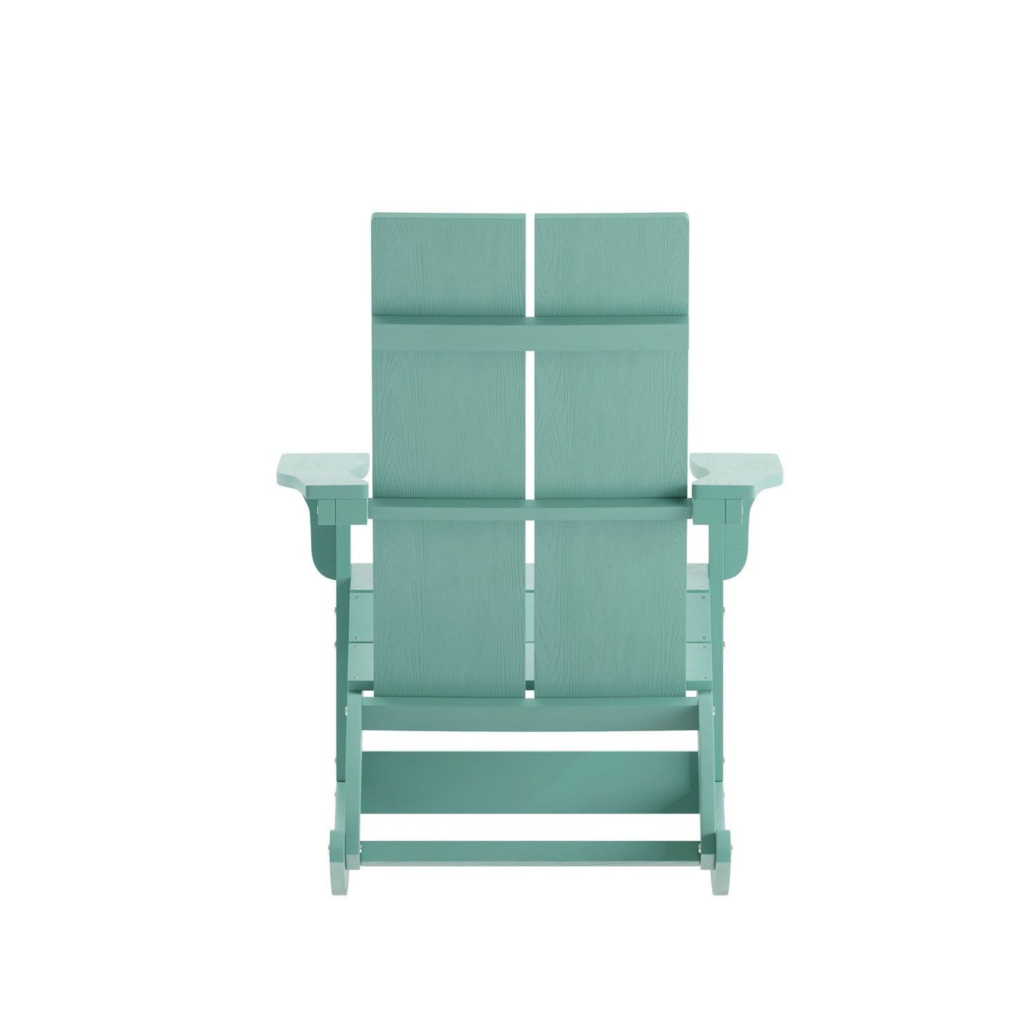 Finn Modern Commercial Grade Poly Resin Wood Adirondack Rocking Chair - All Weather Sea Foam Polystyrene - Dual Slat Back - Stainless Steel Hardware Sea Foam JJ-C14709-SFM-GG