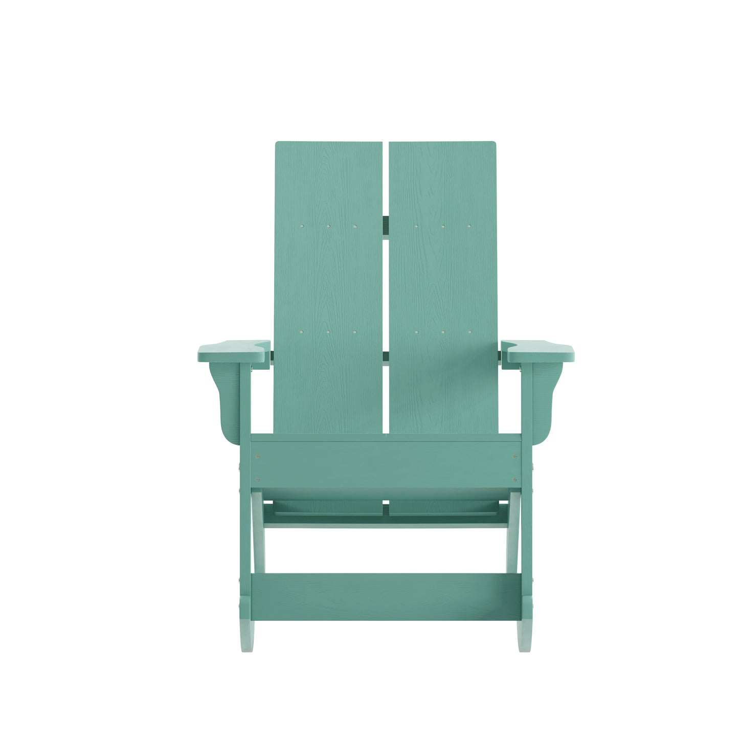 Finn Modern Commercial Grade Poly Resin Wood Adirondack Rocking Chair - All Weather Sea Foam Polystyrene - Dual Slat Back - Stainless Steel Hardware Sea Foam JJ-C14709-SFM-GG