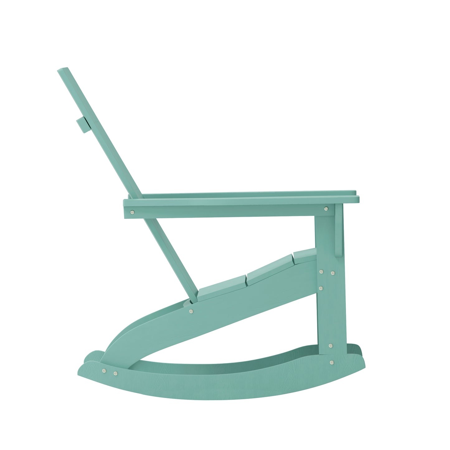Finn Modern Commercial Grade Poly Resin Wood Adirondack Rocking Chair - All Weather Sea Foam Polystyrene - Dual Slat Back - Stainless Steel Hardware Sea Foam JJ-C14709-SFM-GG