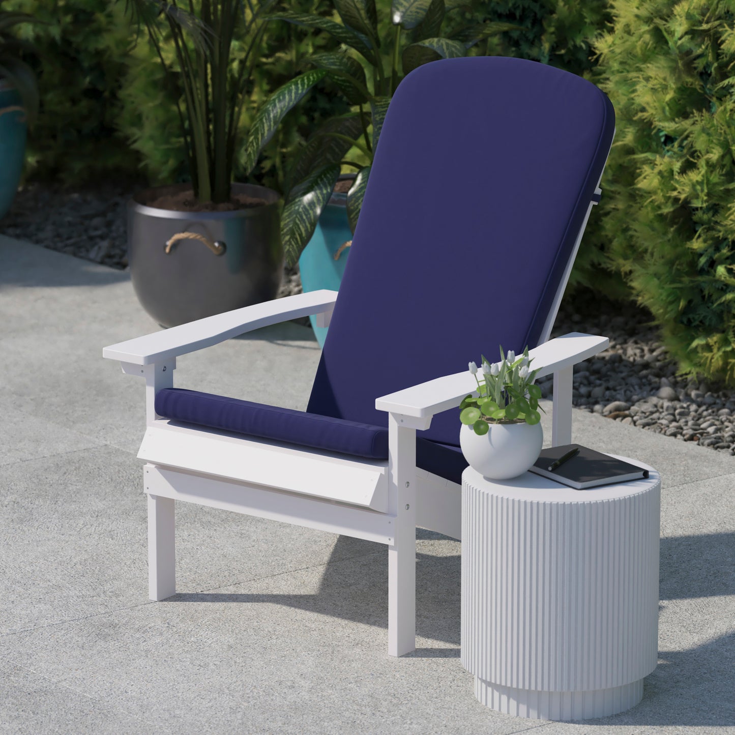 Charlestown Set of 2 All Weather Indoor/Outdoor High Back Adirondack Chair Cushions, Patio Furniture Replacement Cushions - Blue Blue