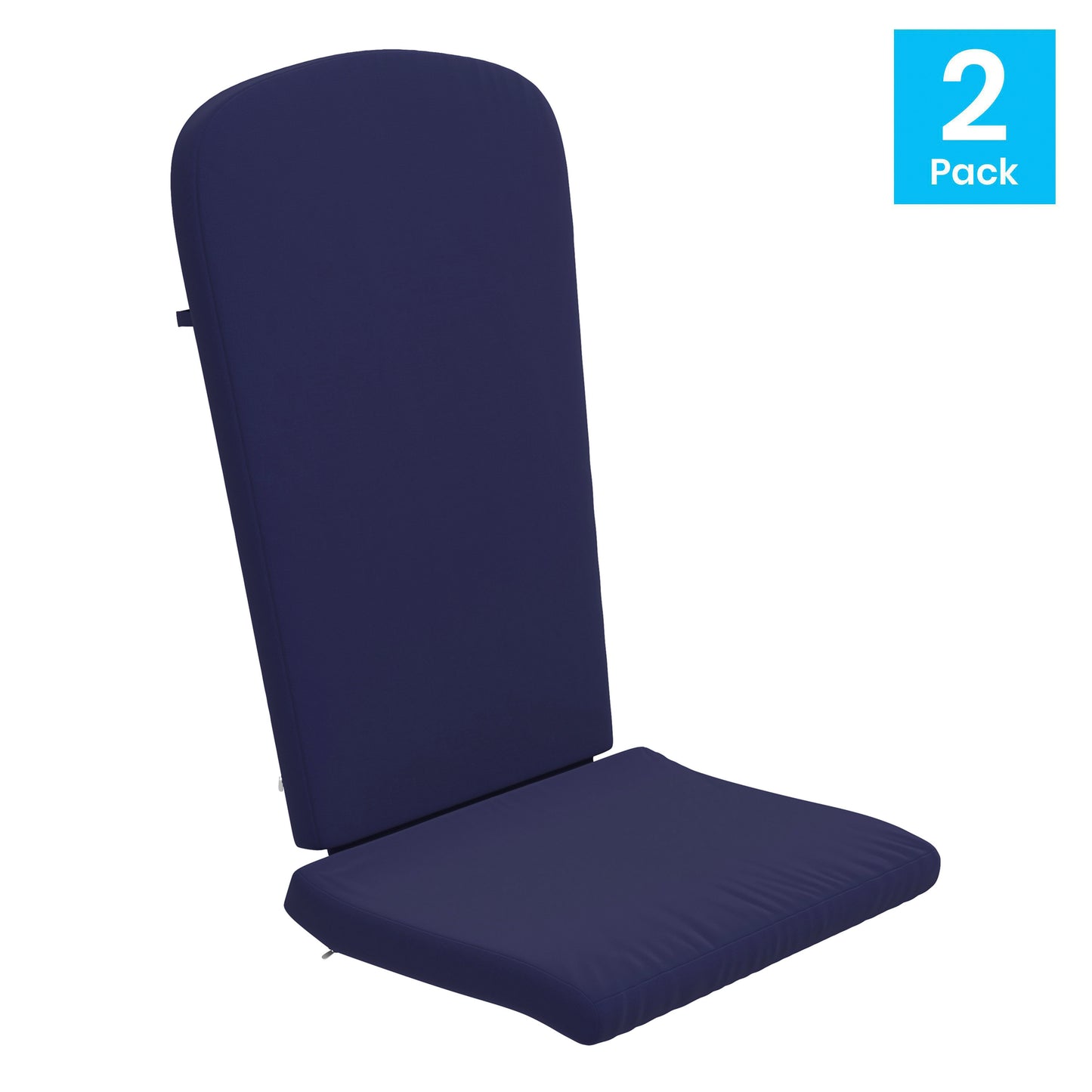 Charlestown Set of 2 All Weather Indoor/Outdoor High Back Adirondack Chair Cushions, Patio Furniture Replacement Cushions - Blue Blue