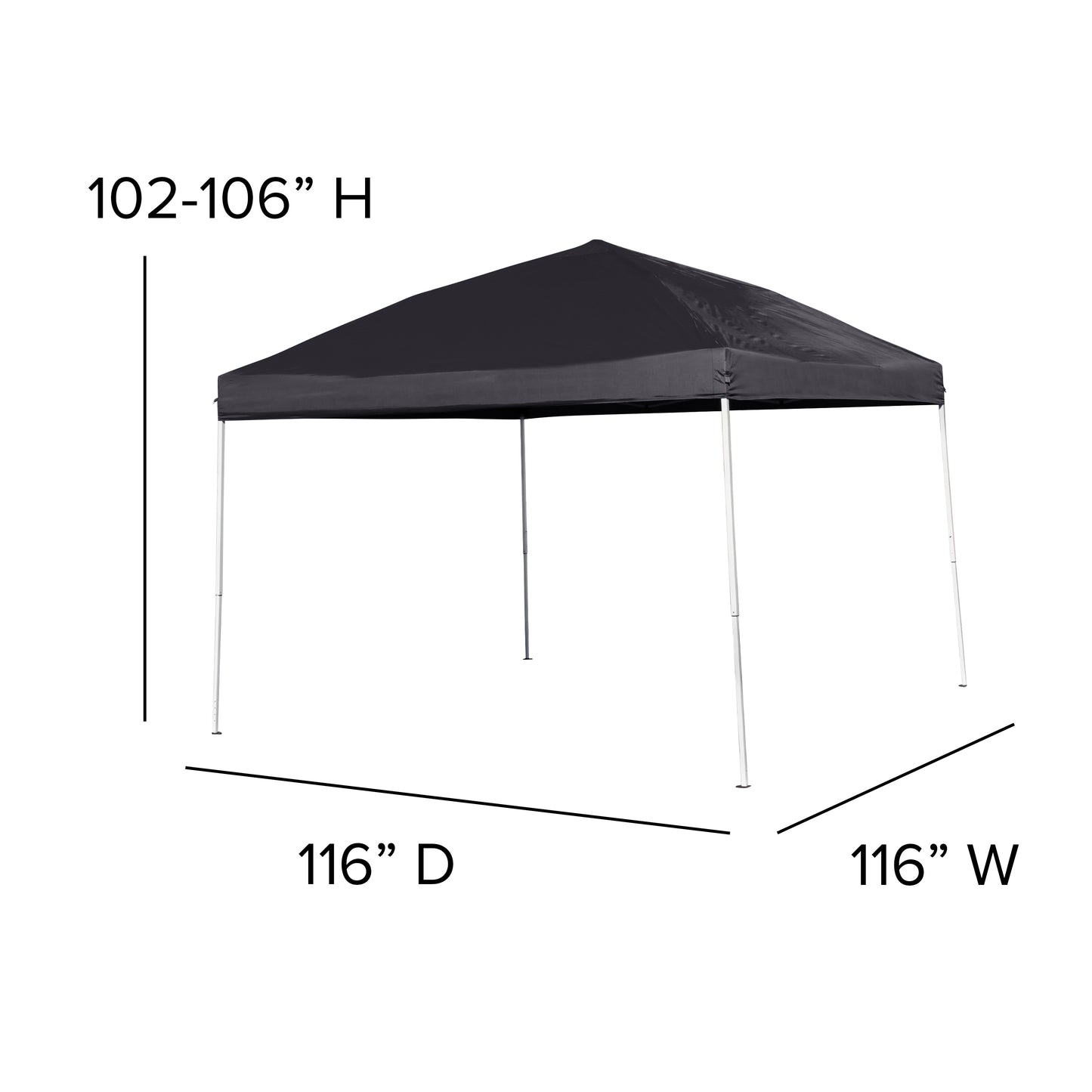 Harris 10'x10' Black Outdoor Pop Up Event Slanted Leg Canopy Tent with Carry Bag Black