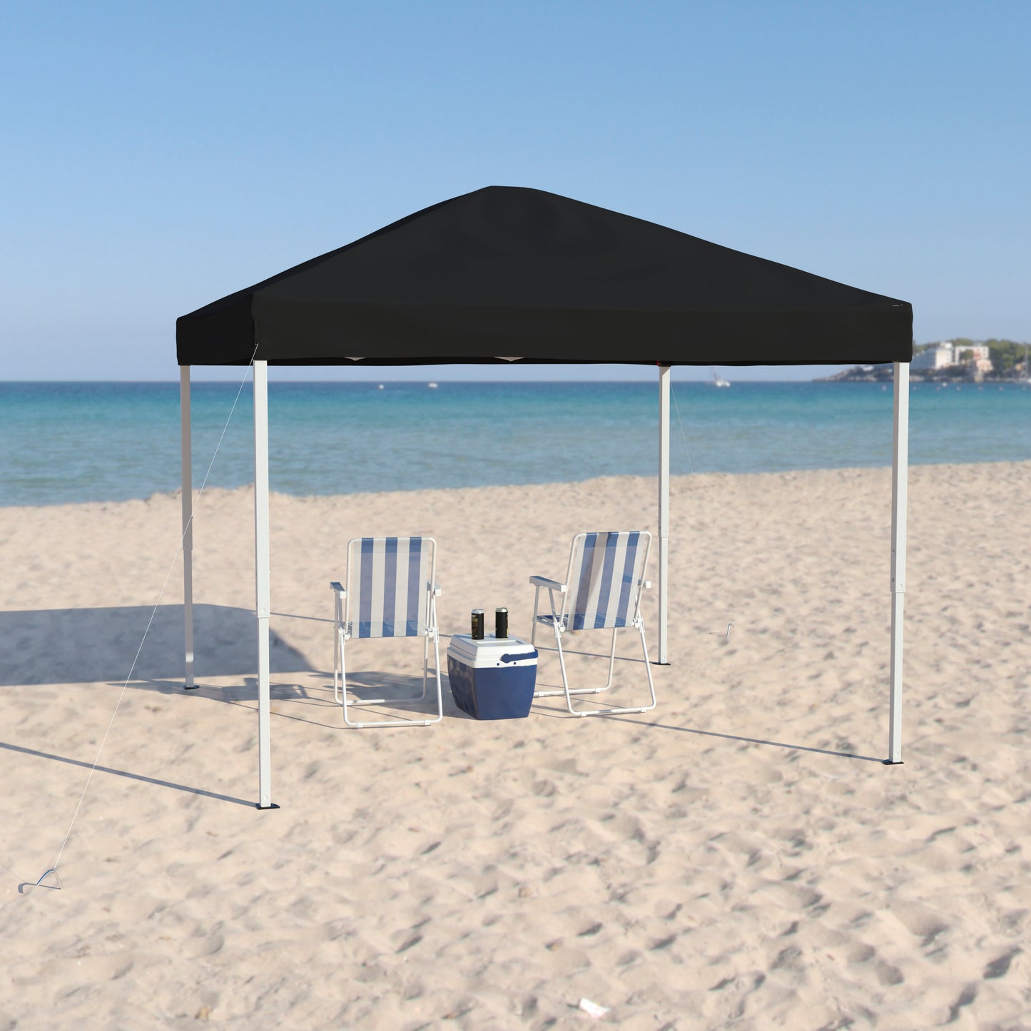 Harris 10'x10' Black Outdoor Pop Up Event Slanted Leg Canopy Tent with Carry Bag Black