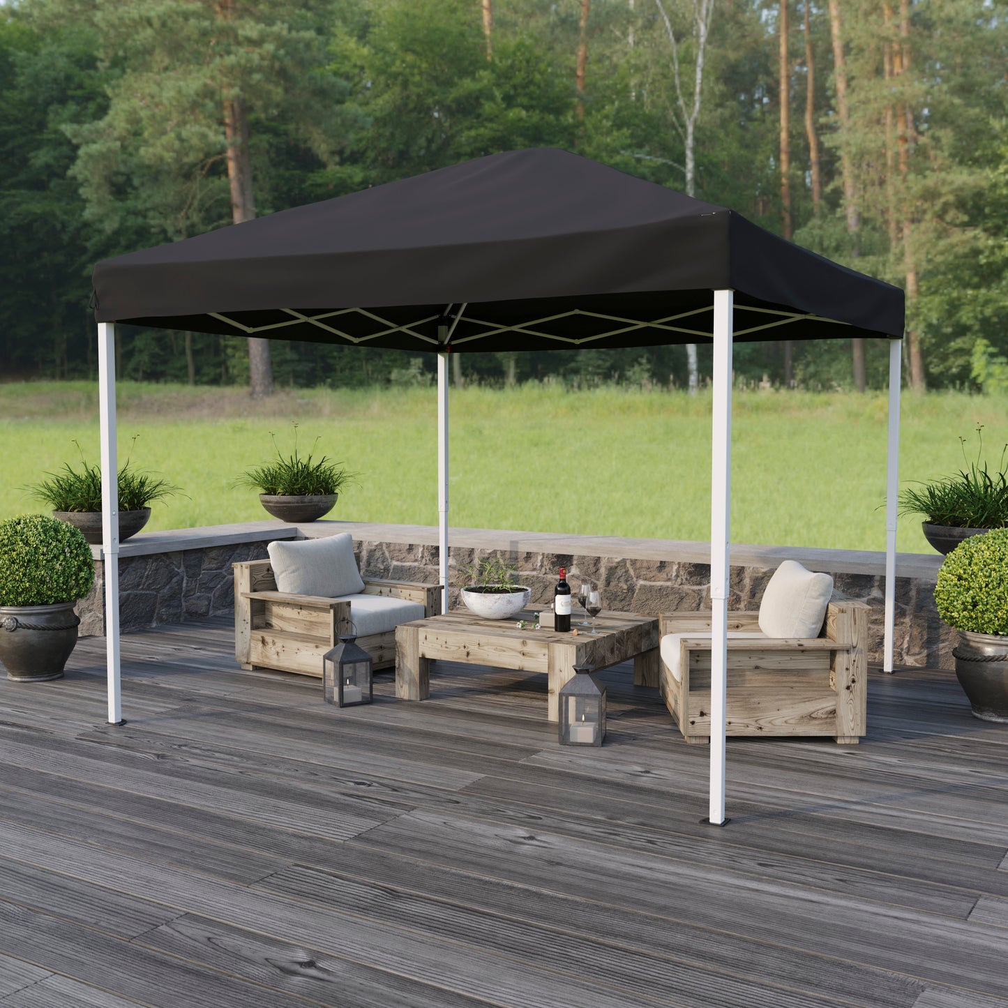 Harris 10'x10' Black Outdoor Pop Up Event Slanted Leg Canopy Tent with Carry Bag Black