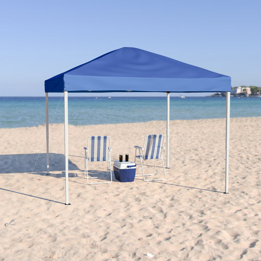 Harris 10'x10' Blue Outdoor Pop Up Event Slanted Leg Canopy Tent with Carry Bag Blue