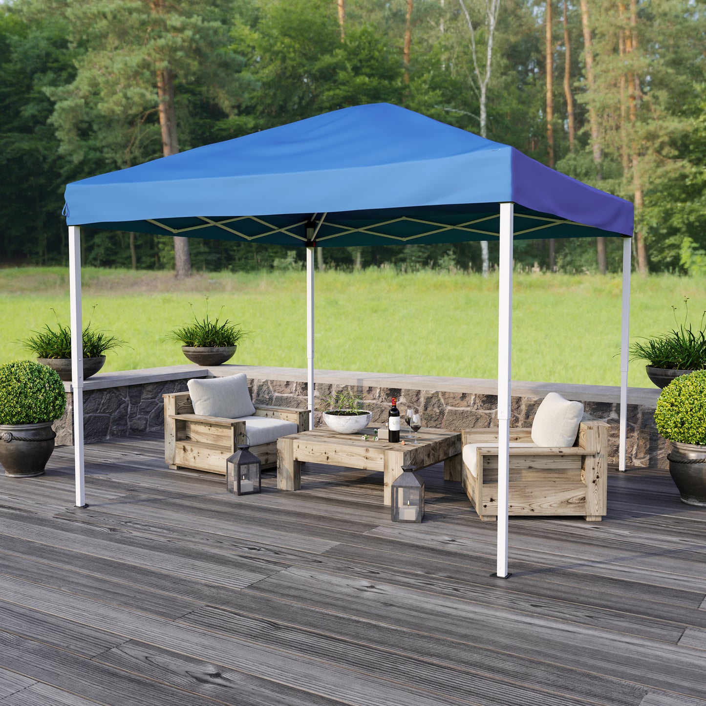Harris 10'x10' Blue Outdoor Pop Up Event Slanted Leg Canopy Tent with Carry Bag Blue