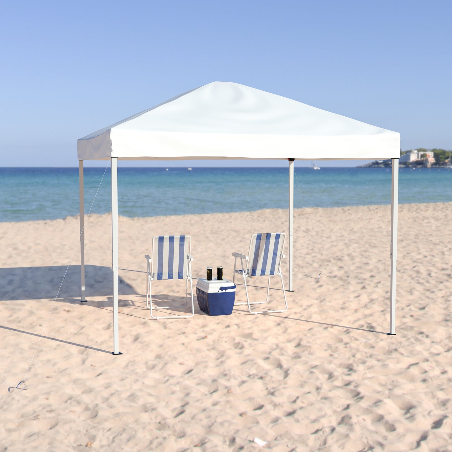Harris 10'x10' White Outdoor Pop Up Event Slanted Leg Canopy Tent with Carry Bag White JJ-GZ1010-WH-GG