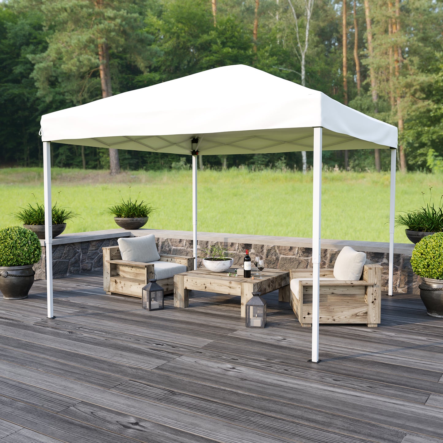 Harris 10'x10' White Outdoor Pop Up Event Slanted Leg Canopy Tent with Carry Bag White JJ-GZ1010-WH-GG