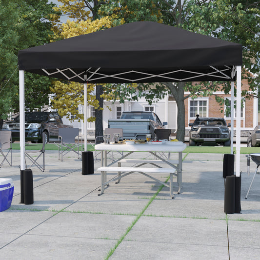 Harris 10'x10' Black Pop Up Event Straight Leg Canopy Tent with Sandbags and Wheeled Case Black