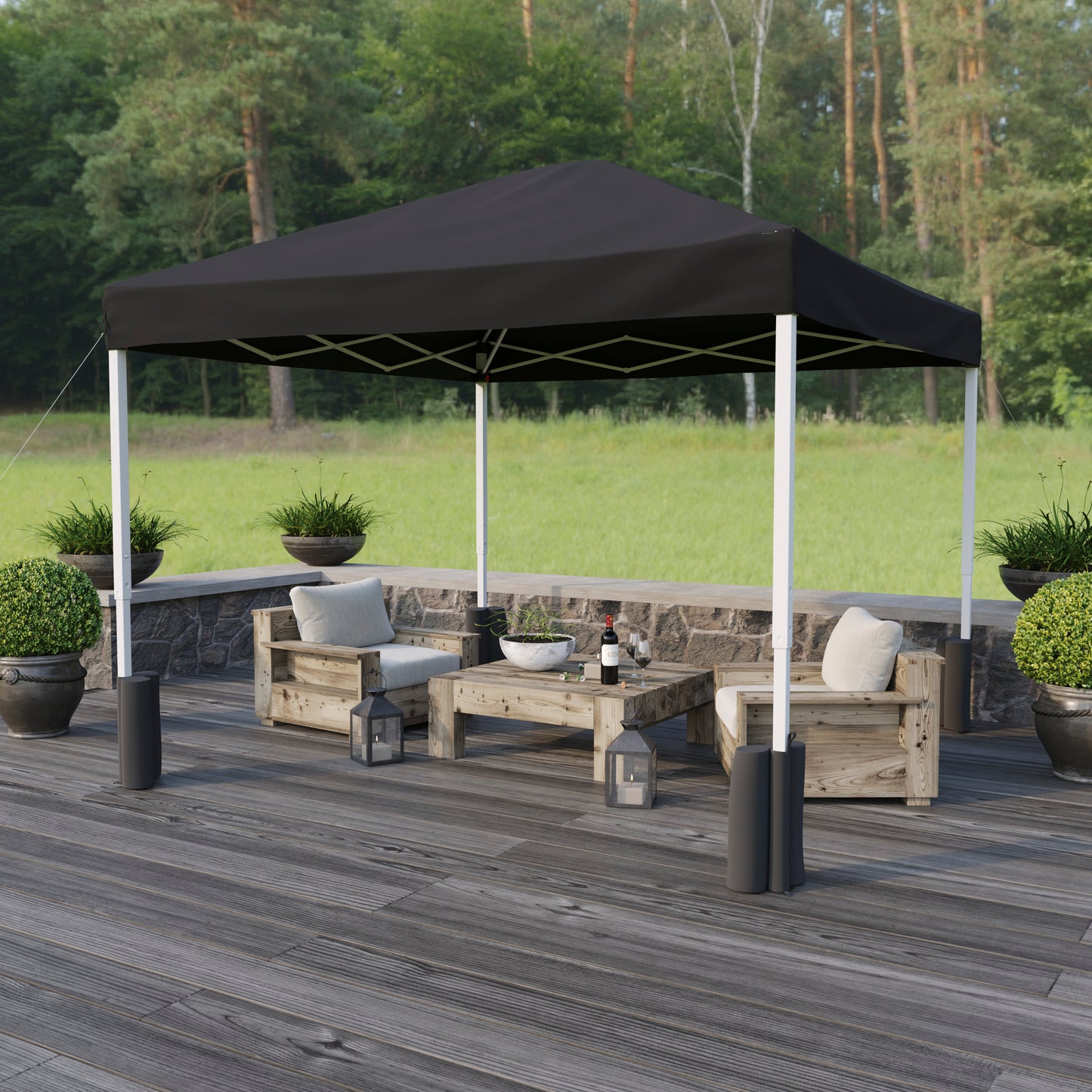 Harris 10'x10' Black Pop Up Event Straight Leg Canopy Tent with Sandbags and Wheeled Case Black