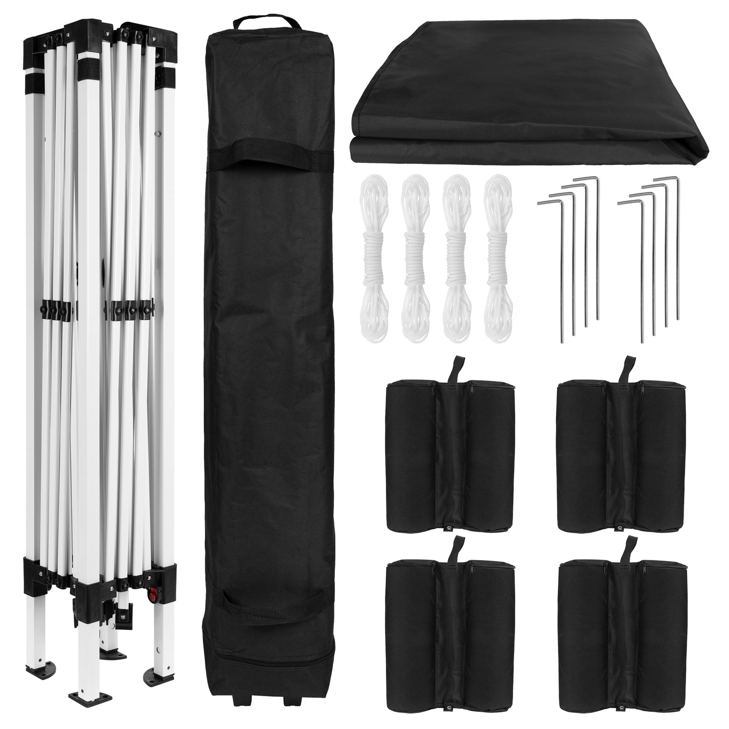 Harris 10'x10' Black Pop Up Event Straight Leg Canopy Tent with Sandbags and Wheeled Case Black