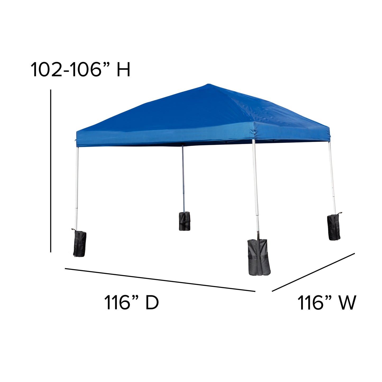 Harris 10'x10' Blue Pop Up Event Straight Leg Canopy Tent with Sandbags and Wheeled Case Blue JJ-GZ1010PKG-BL-GG