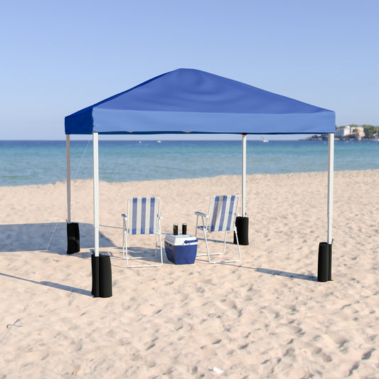 Harris 10'x10' Blue Pop Up Event Straight Leg Canopy Tent with Sandbags and Wheeled Case Blue