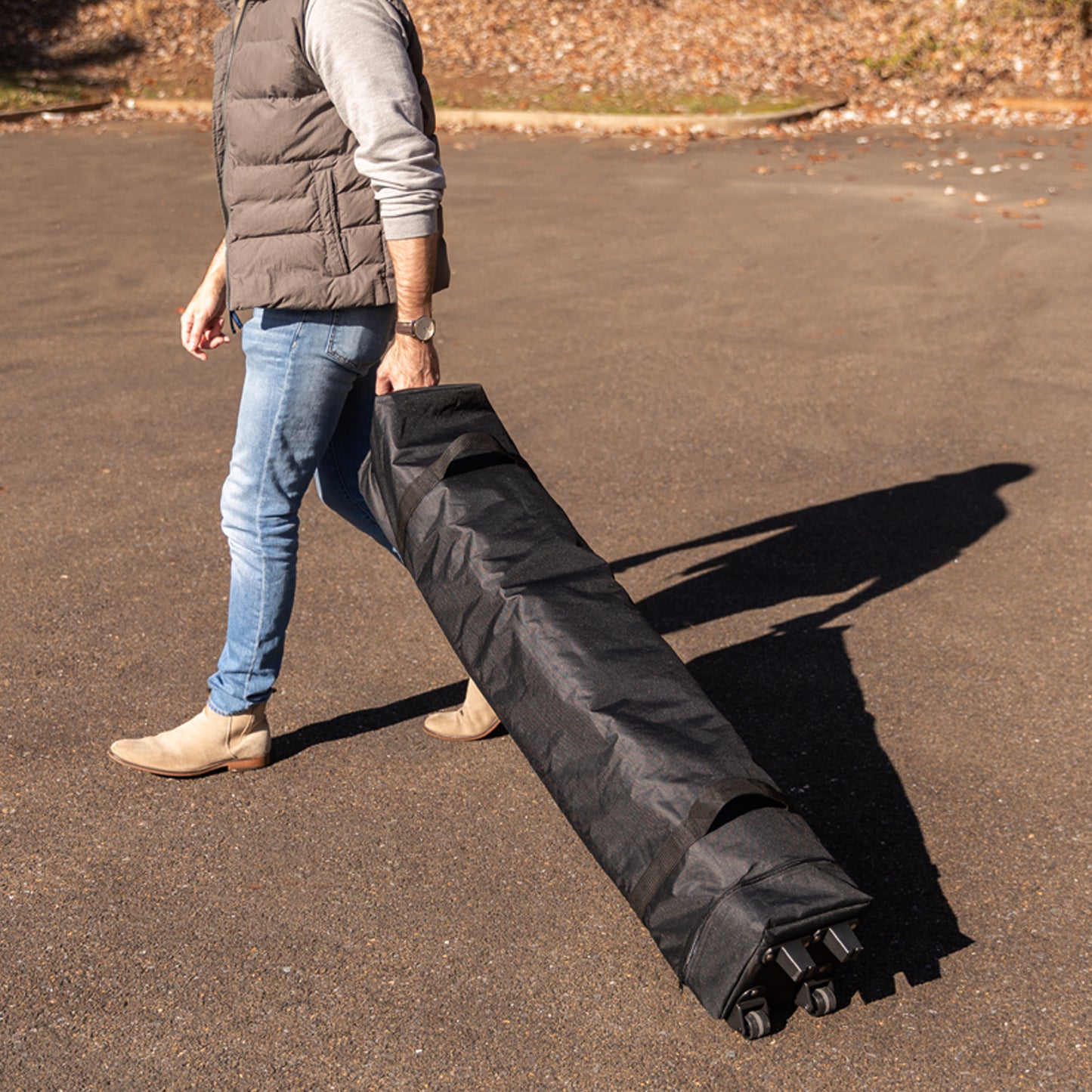 Harris 10'x10' Blue Pop Up Event Straight Leg Canopy Tent with Sandbags and Wheeled Case Blue JJ-GZ1010PKG-BL-GG