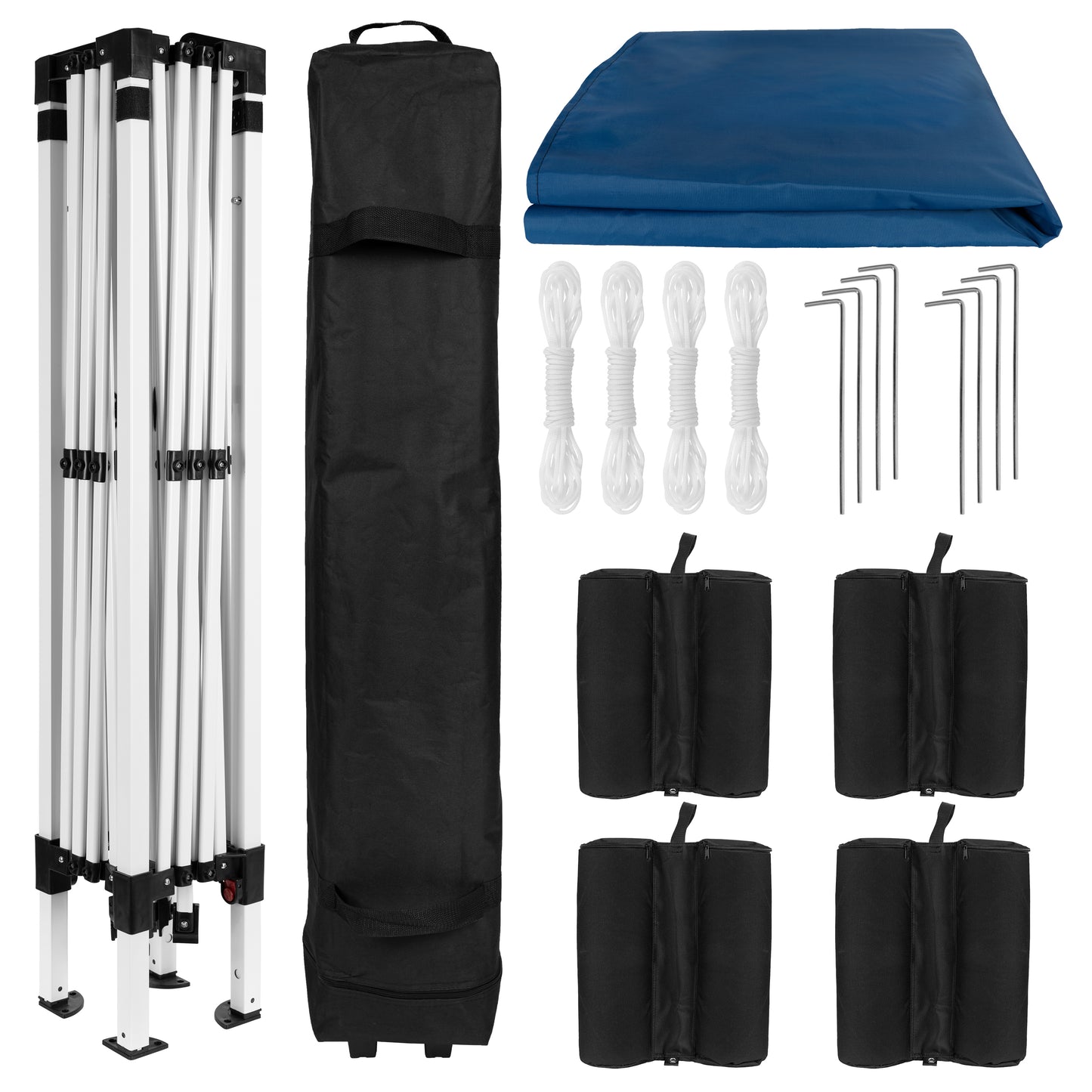 Harris 10'x10' Blue Pop Up Event Straight Leg Canopy Tent with Sandbags and Wheeled Case Blue JJ-GZ1010PKG-BL-GG