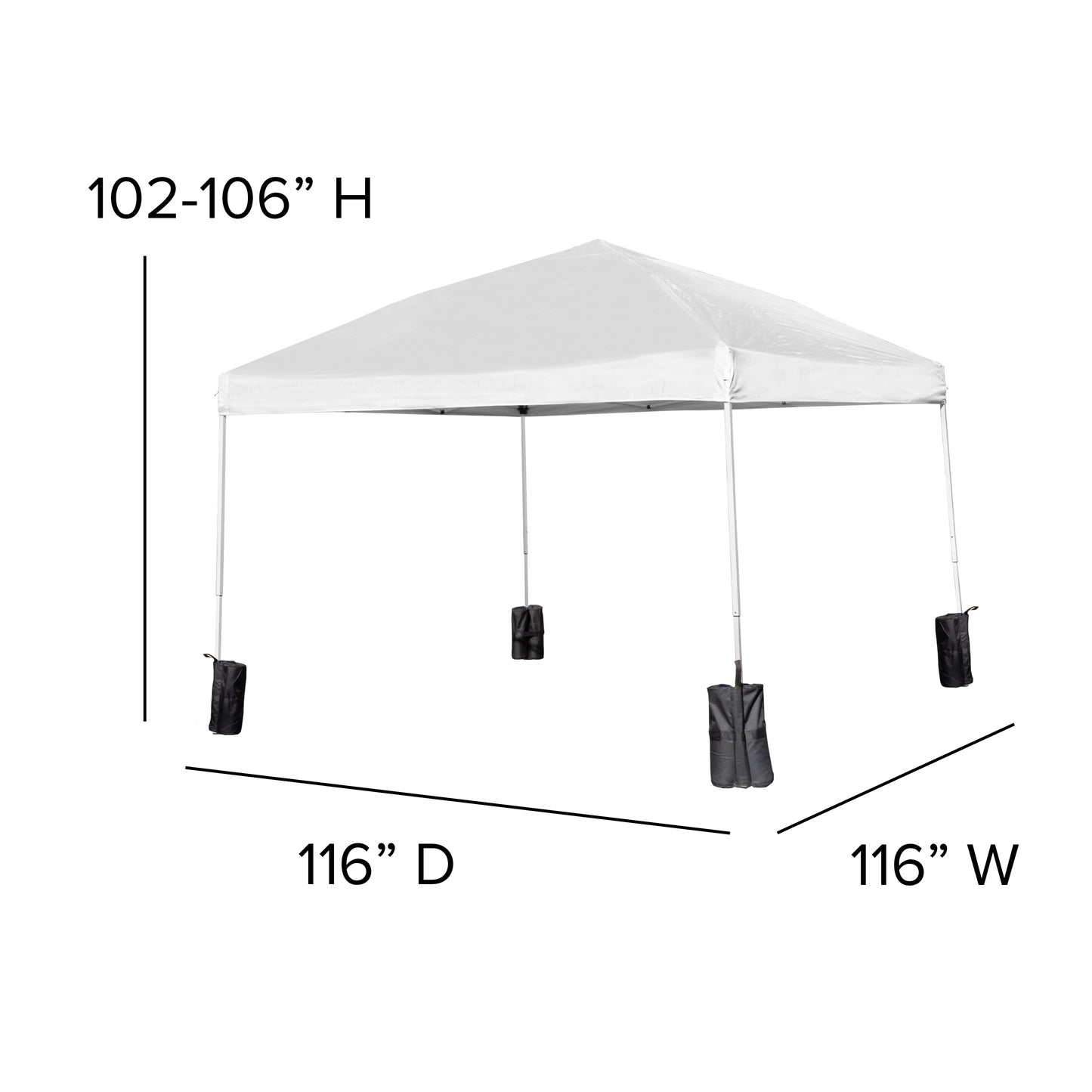 Harris 10'x10' White Pop Up Event Straight Leg Canopy Tent with Sandbags and Wheeled Case White