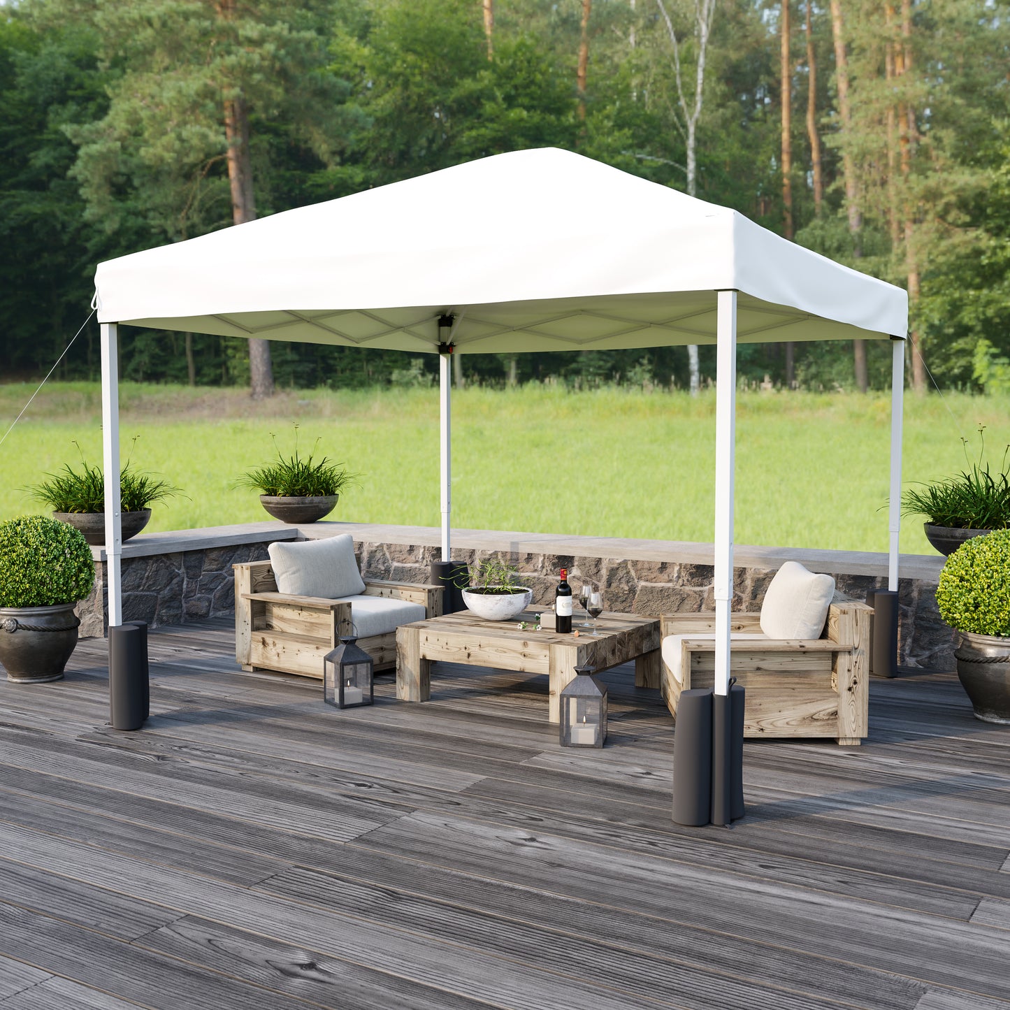 Harris 10'x10' White Pop Up Event Straight Leg Canopy Tent with Sandbags and Wheeled Case White