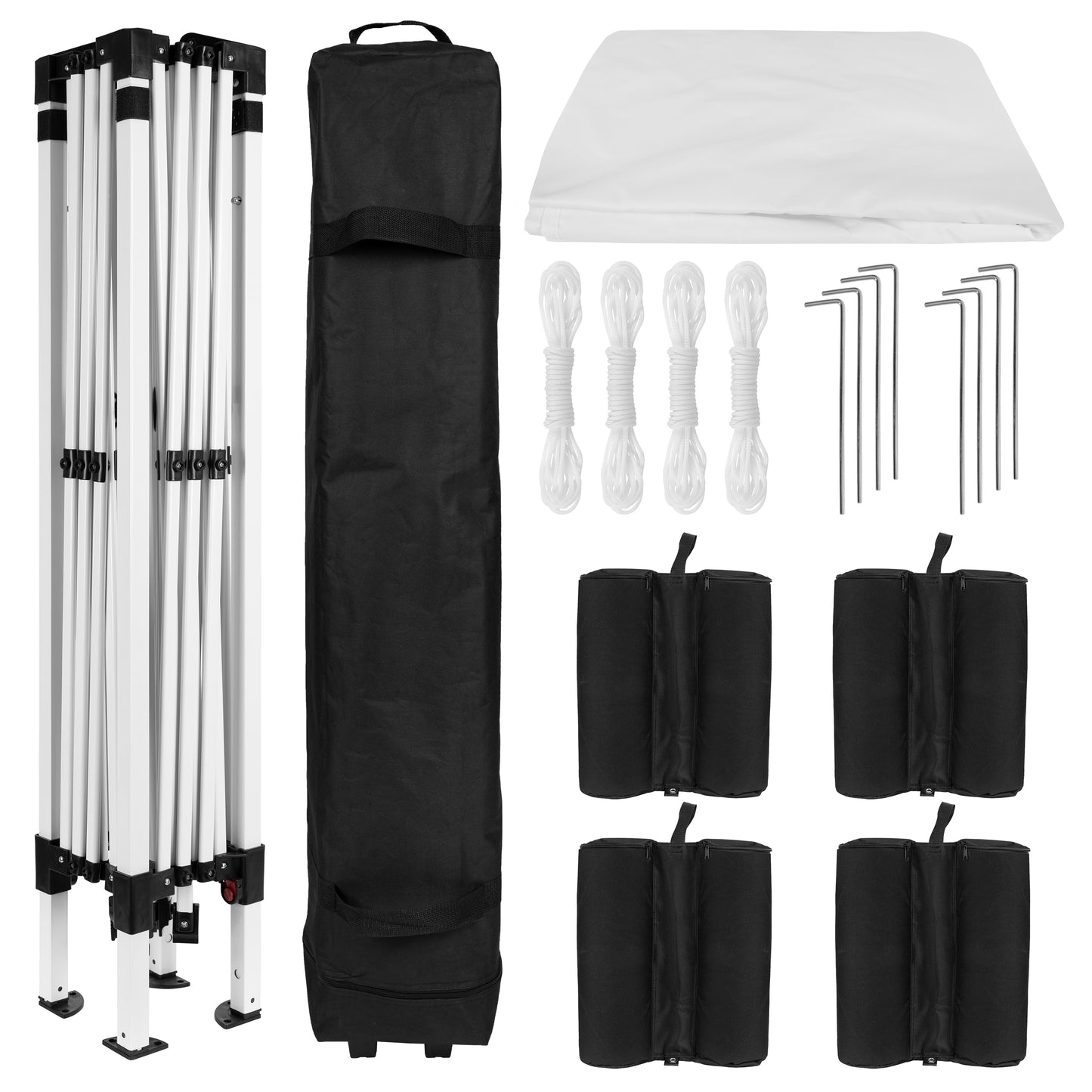 Harris 10'x10' White Pop Up Event Straight Leg Canopy Tent with Sandbags and Wheeled Case White