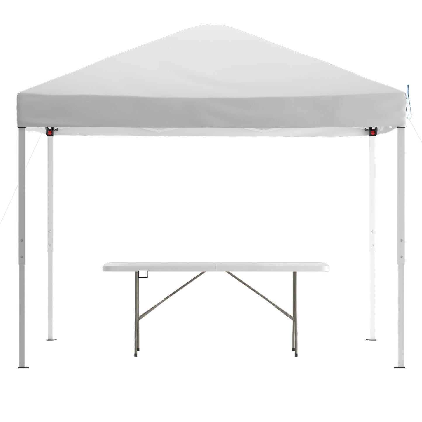Otis 10'x10' White Pop Up Event Canopy Tent with Carry Bag and 6-Foot Bi-Fold Folding Table with Carrying Handle - Tailgate Tent Set White