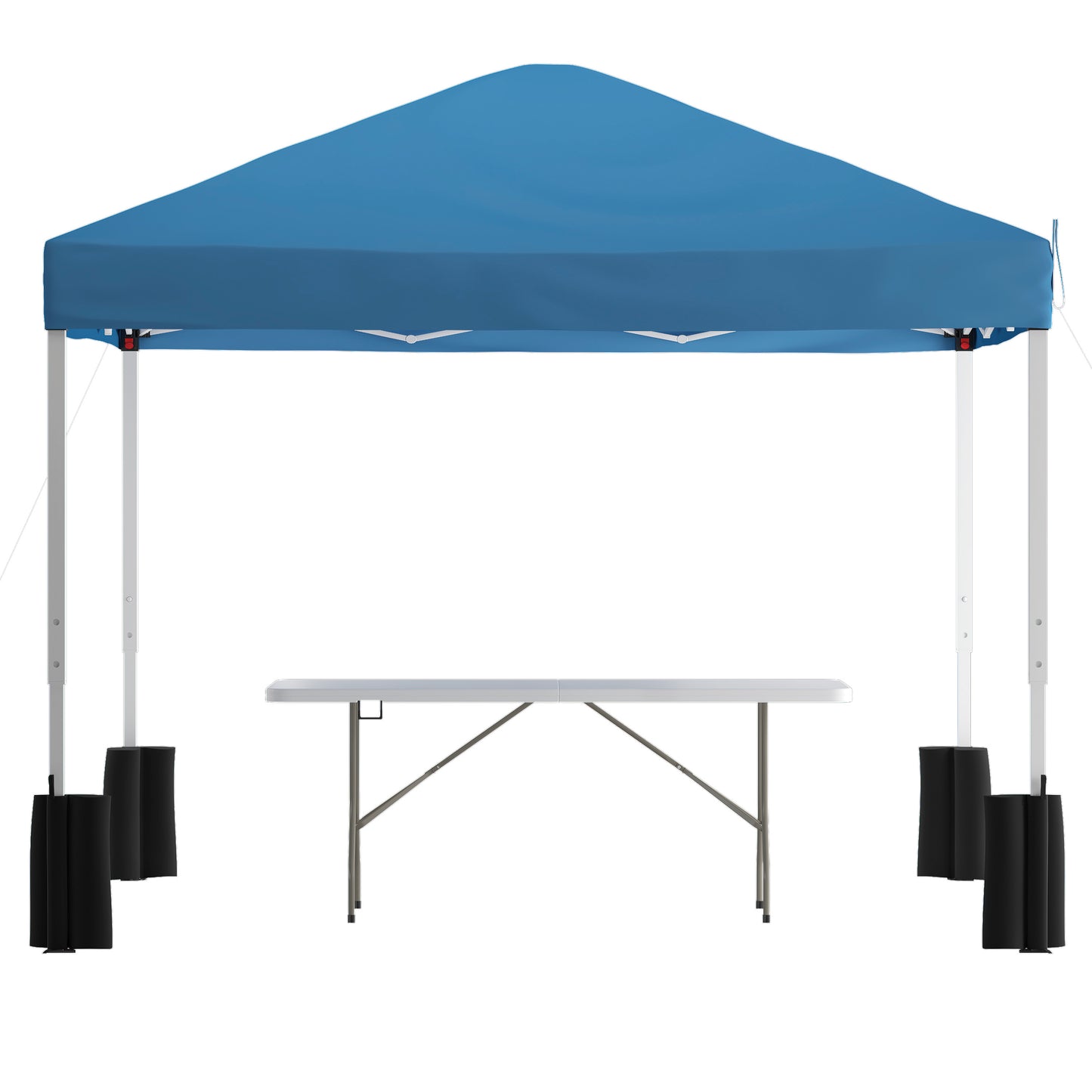 Otis 10'x10' Blue Pop Up Canopy Tent with Wheeled Case and 6-Foot Bi-Fold Folding Table with Carrying Handle - Tailgate Tent Set Blue