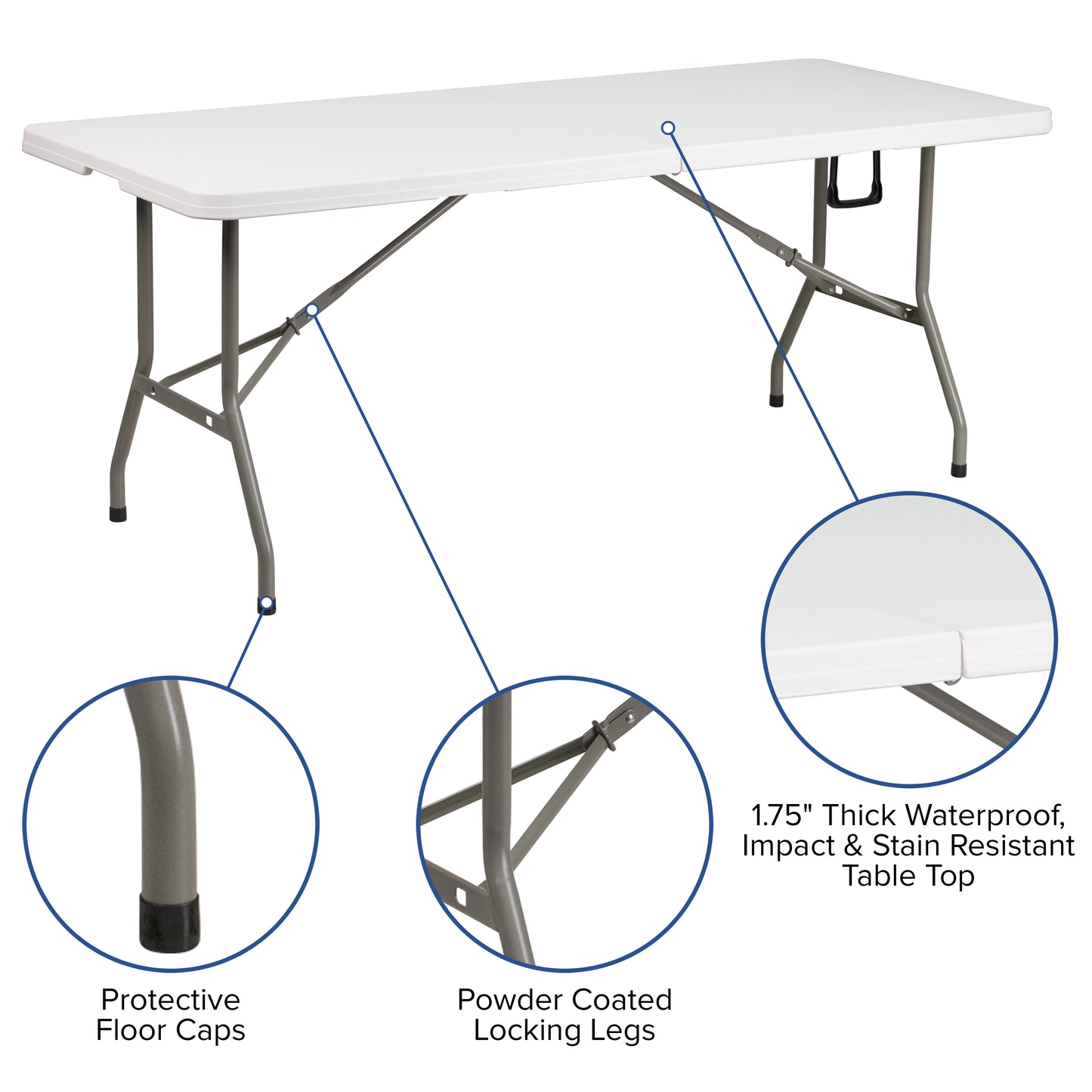 Otis 10'x10' White Pop Up Canopy Tent with Wheeled Case and 6-Foot Bi-Fold Folding Table with Carrying Handle - Tailgate Tent Set White