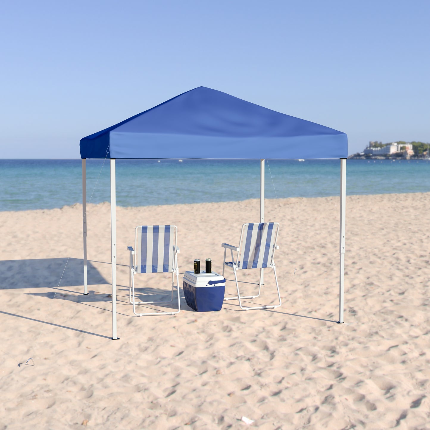 Harris 8'x8' Blue Outdoor Pop Up Event Slanted Leg Canopy Tent with Carry Bag Blue JJ-GZ88-BL-GG