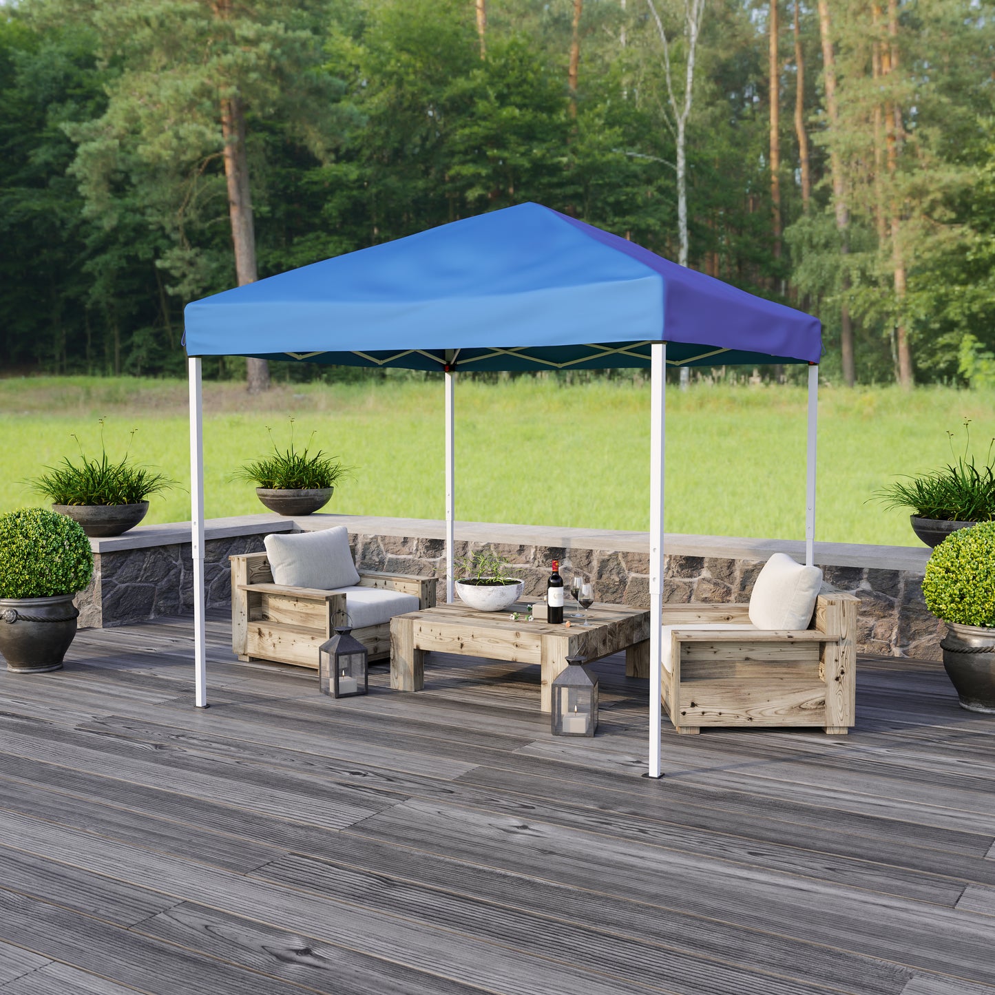 Harris 8'x8' Blue Outdoor Pop Up Event Slanted Leg Canopy Tent with Carry Bag Blue JJ-GZ88-BL-GG