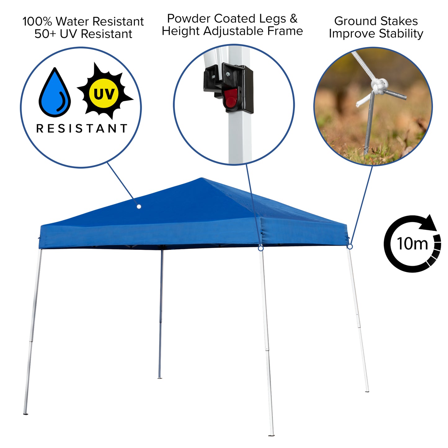 Harris 8'x8' Blue Outdoor Pop Up Event Slanted Leg Canopy Tent with Carry Bag Blue JJ-GZ88-BL-GG