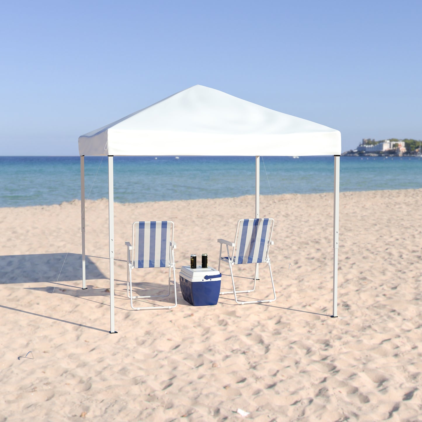 Harris 8'x8' White Outdoor Pop Up Event Slanted Leg Canopy Tent with Carry Bag White