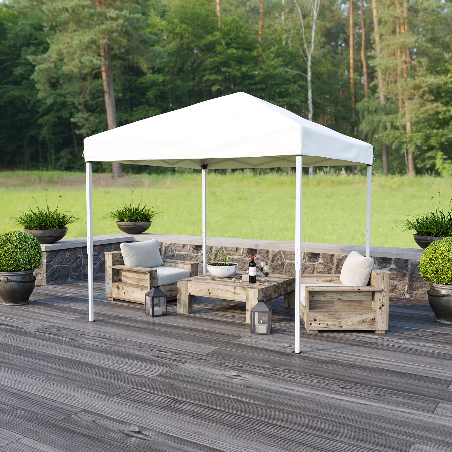 Harris 8'x8' White Outdoor Pop Up Event Slanted Leg Canopy Tent with Carry Bag White
