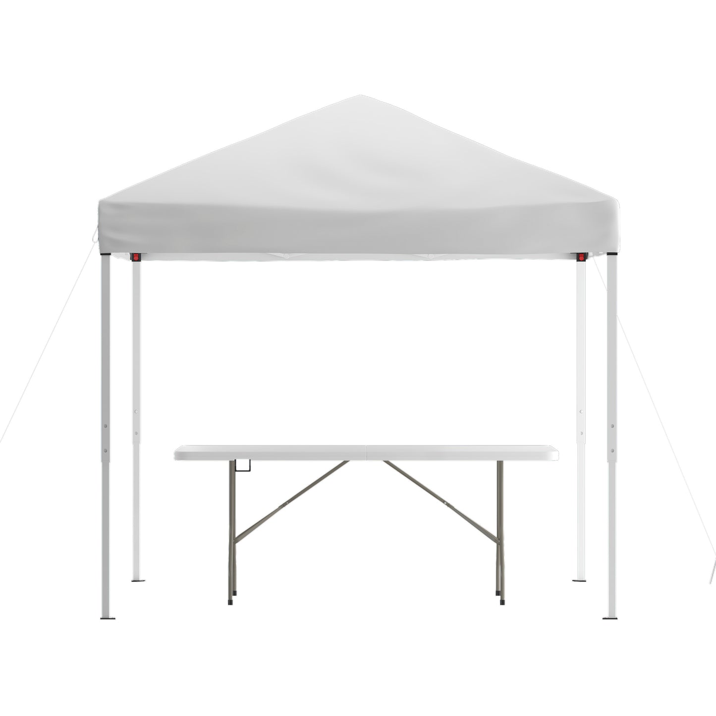 Otis 8'x8' White Pop Up Event Canopy Tent with Carry Bag and 6-Foot Bi-Fold Folding Table with Carrying Handle - Tailgate Tent Set White