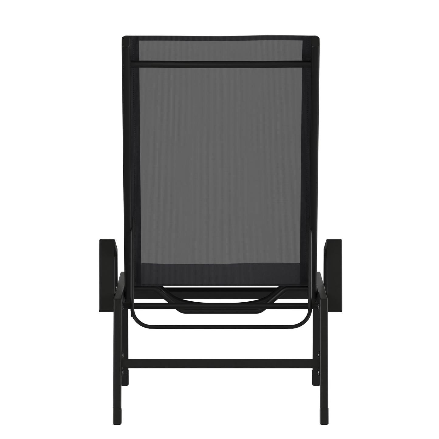 Brazos Adjustable Chaise Lounge Chair with Arms, All-Weather Outdoor Five-Position Recliner, Black/Black Black/Black