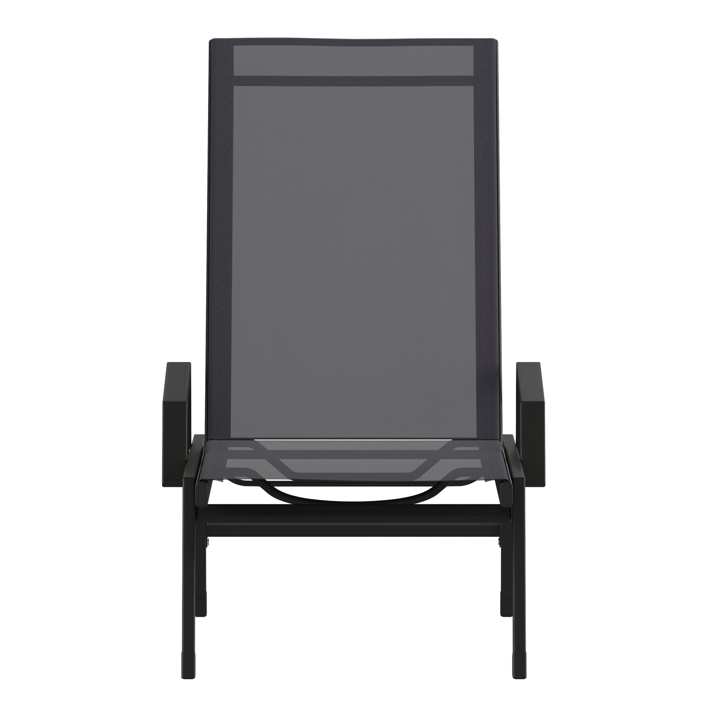 Brazos Adjustable Chaise Lounge Chair with Arms, All-Weather Outdoor Five-Position Recliner, Black/Black Black/Black