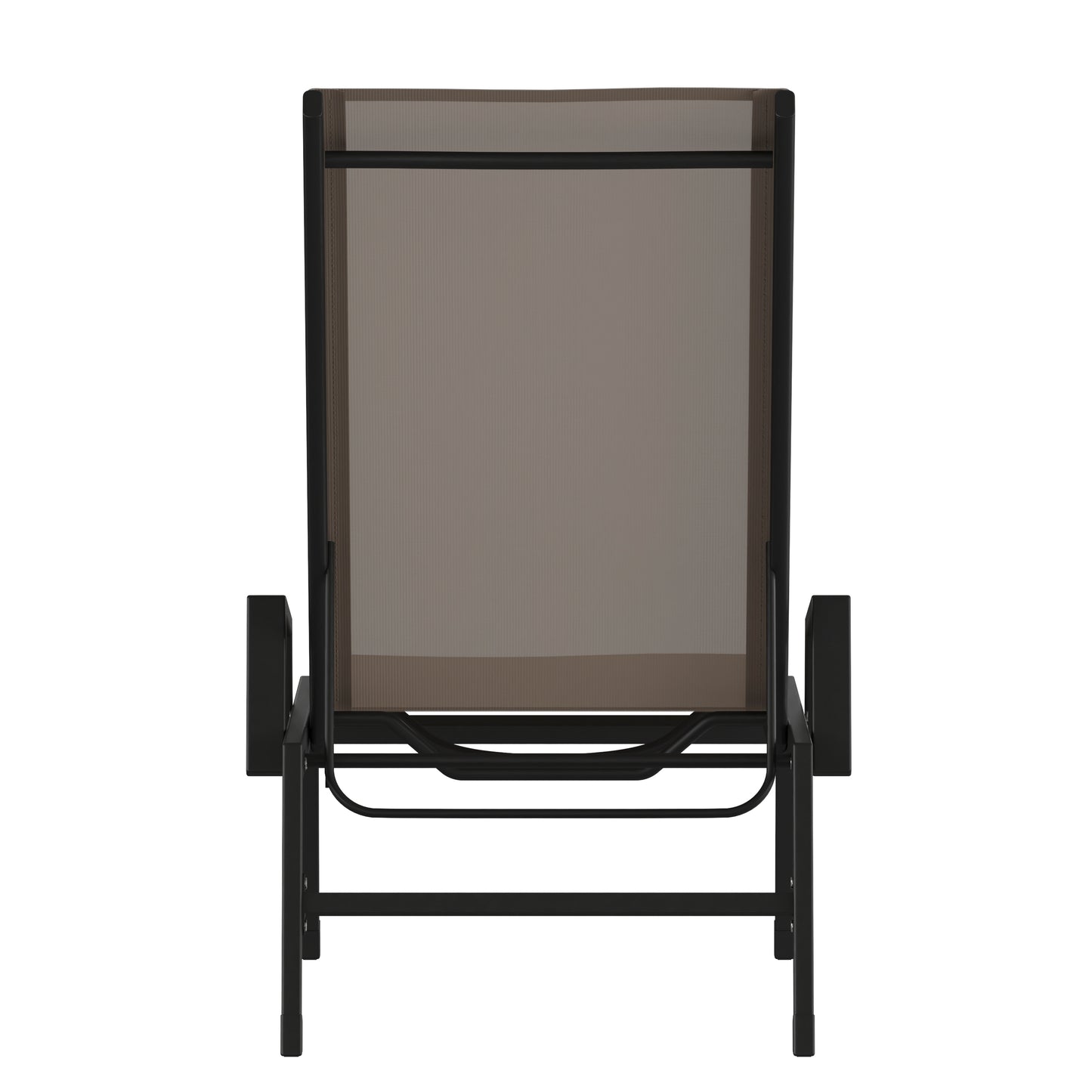 Brazos Adjustable Chaise Lounge Chair with Arms, All-Weather Outdoor Five-Position Recliner, Black/Brown Brown JJ-LC323-BLK-BR-GG