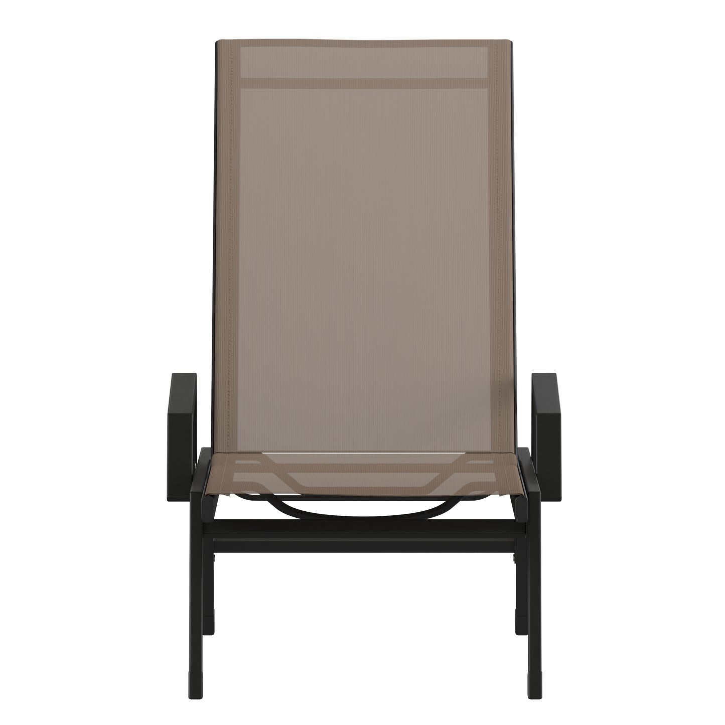 Brazos Adjustable Chaise Lounge Chair with Arms, All-Weather Outdoor Five-Position Recliner, Black/Brown Brown JJ-LC323-BLK-BR-GG