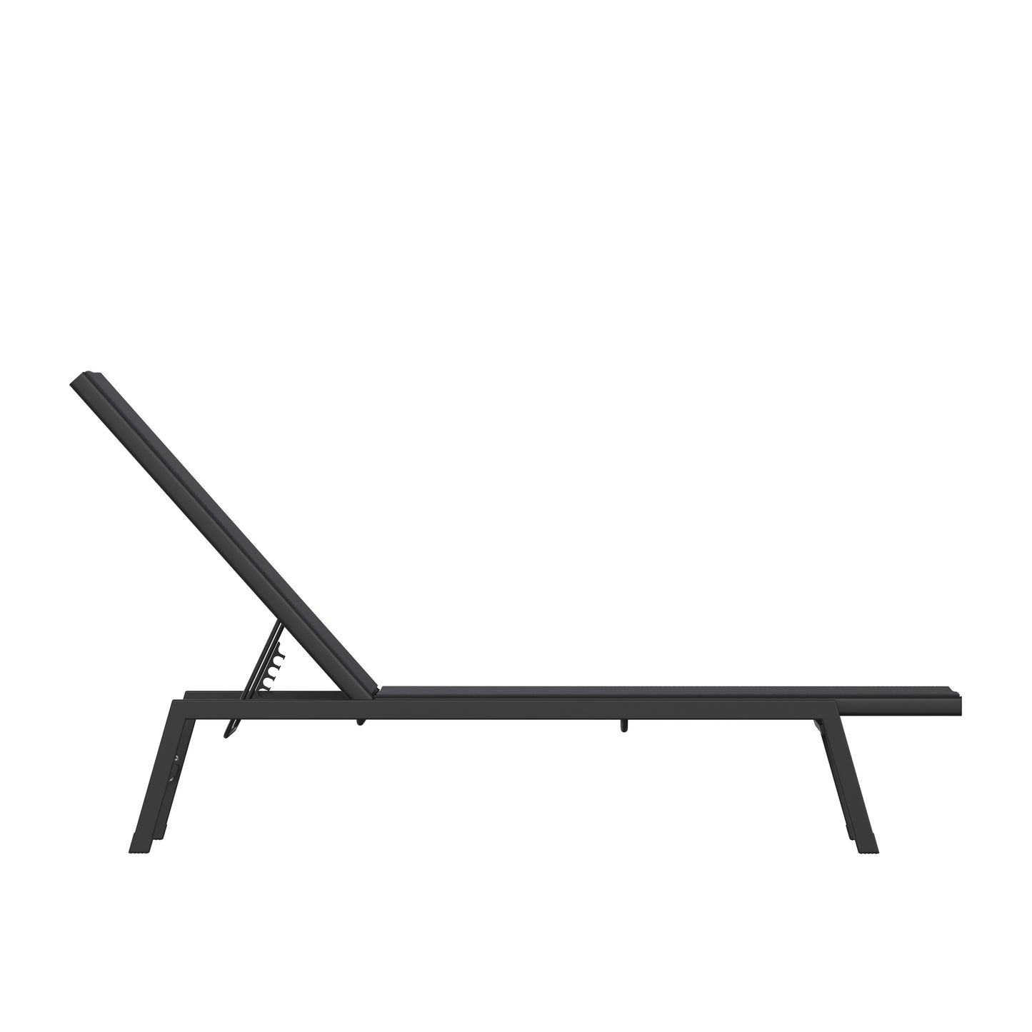 Brazos Adjustable Chaise Lounge Chair, Outdoor Five-Position Recliner, All Weather, Black/Black Black
