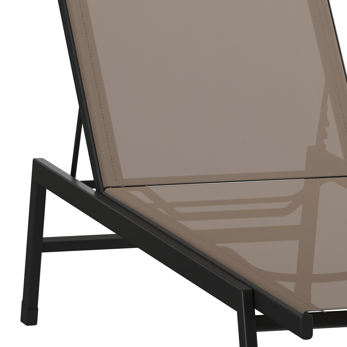 Brazos Adjustable Chaise Lounge Chair, Outdoor Five-Position Recliner, All Weather, Black/Brown Brown JJ-LC326-BLK-BR-GG