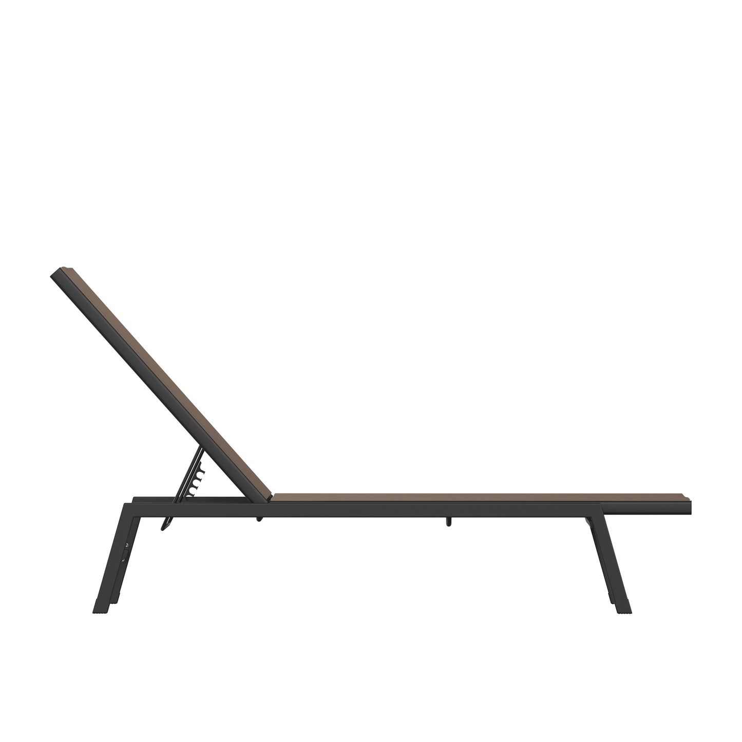 Brazos Adjustable Chaise Lounge Chair, Outdoor Five-Position Recliner, All Weather, Black/Brown Brown JJ-LC326-BLK-BR-GG