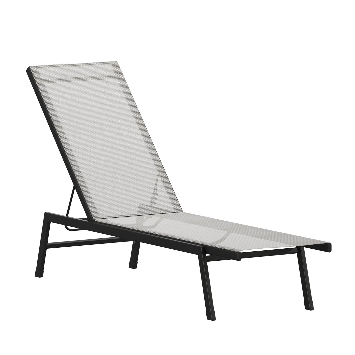 Brazos Adjustable Chaise Lounge Chair, Outdoor Five-Position Recliner, All Weather, Black/Gray Gray