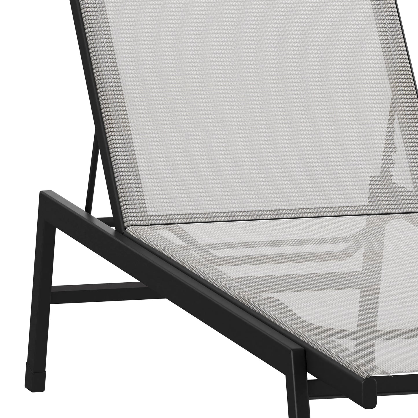Brazos Adjustable Chaise Lounge Chair, Outdoor Five-Position Recliner, All Weather, Black/Gray Gray