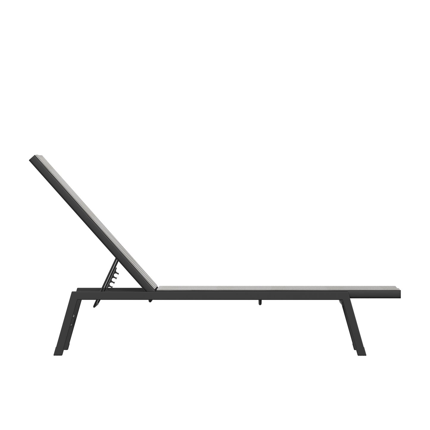 Brazos Adjustable Chaise Lounge Chair, Outdoor Five-Position Recliner, All Weather, Black/Gray Gray