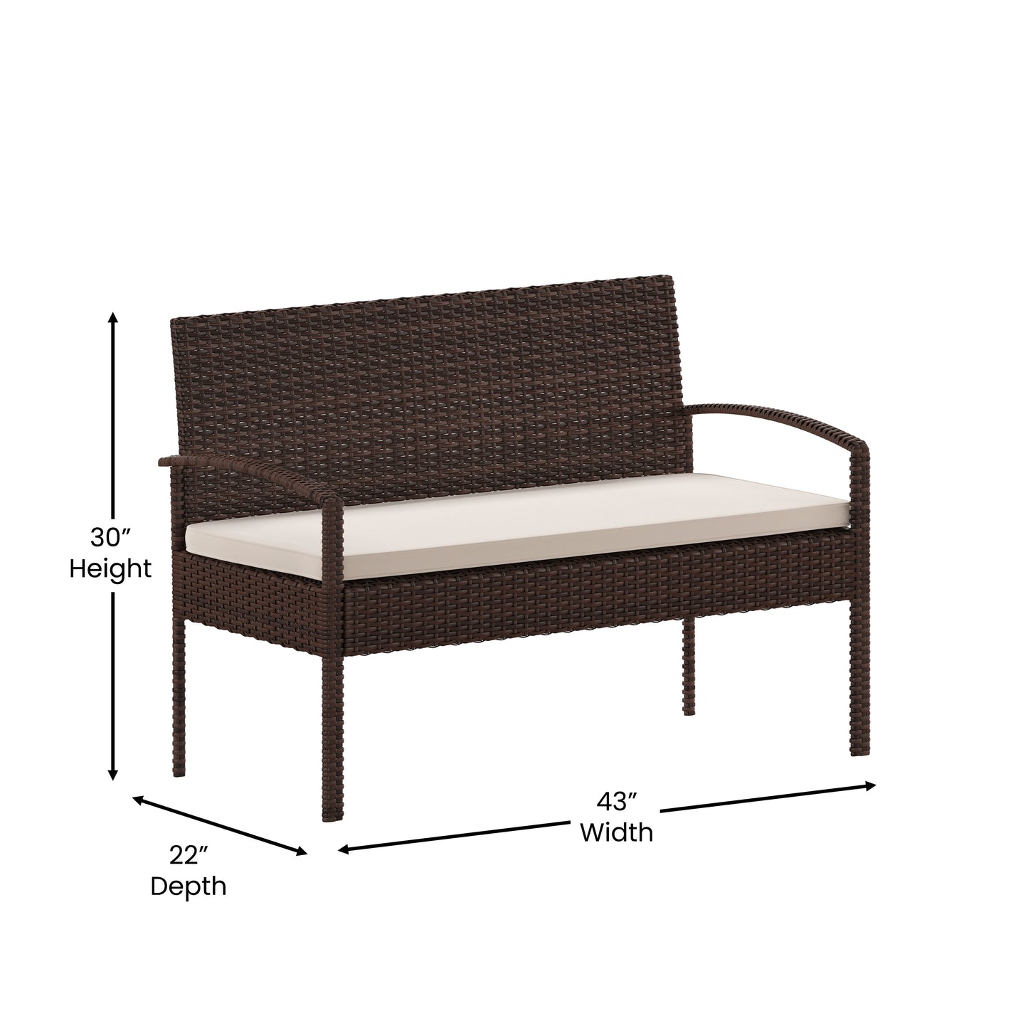 Aransas Series 4 Piece Brown Patio Set with Steel Frame and Beige Cushions Beige Cushions/Brown Frame