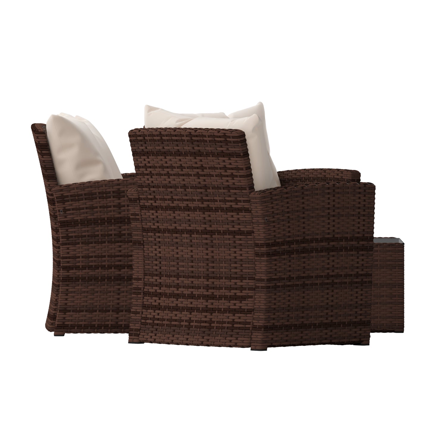 Aransas Series 4 Piece Brown Patio Set with Beige Back Pillows and Seat Cushions Beige Cushions/Brown Frame