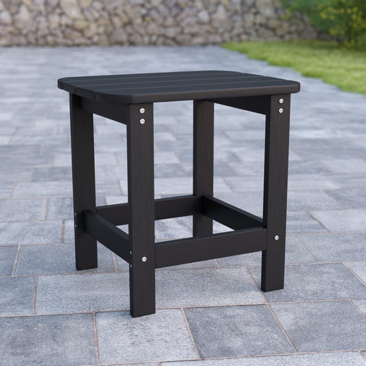 Charlestown All-Weather Poly Resin Wood Commercial Grade Adirondack Side Table in Black Black