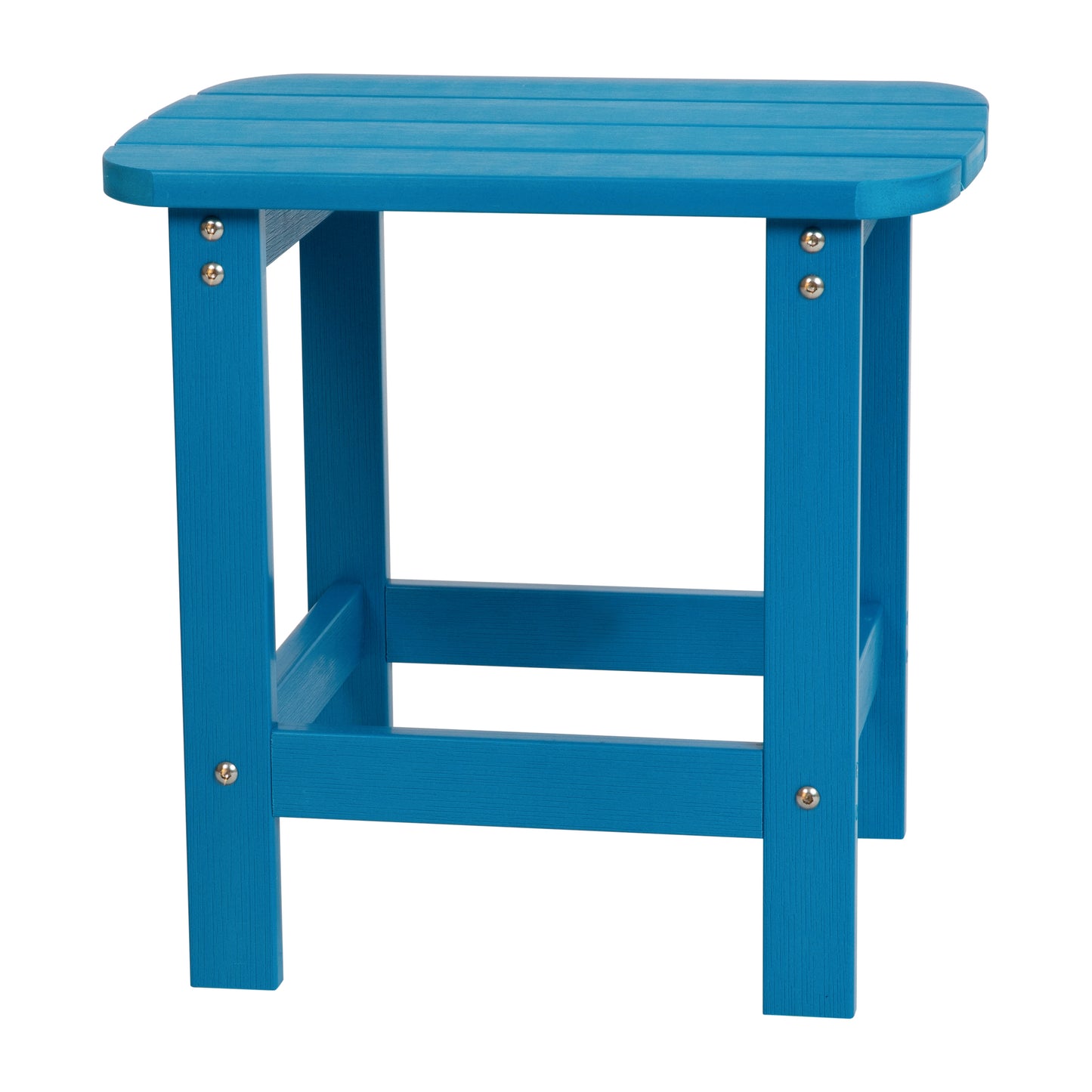 Charlestown All-Weather Poly Resin Wood Commercial Grade Adirondack Side Table in Blue Blue