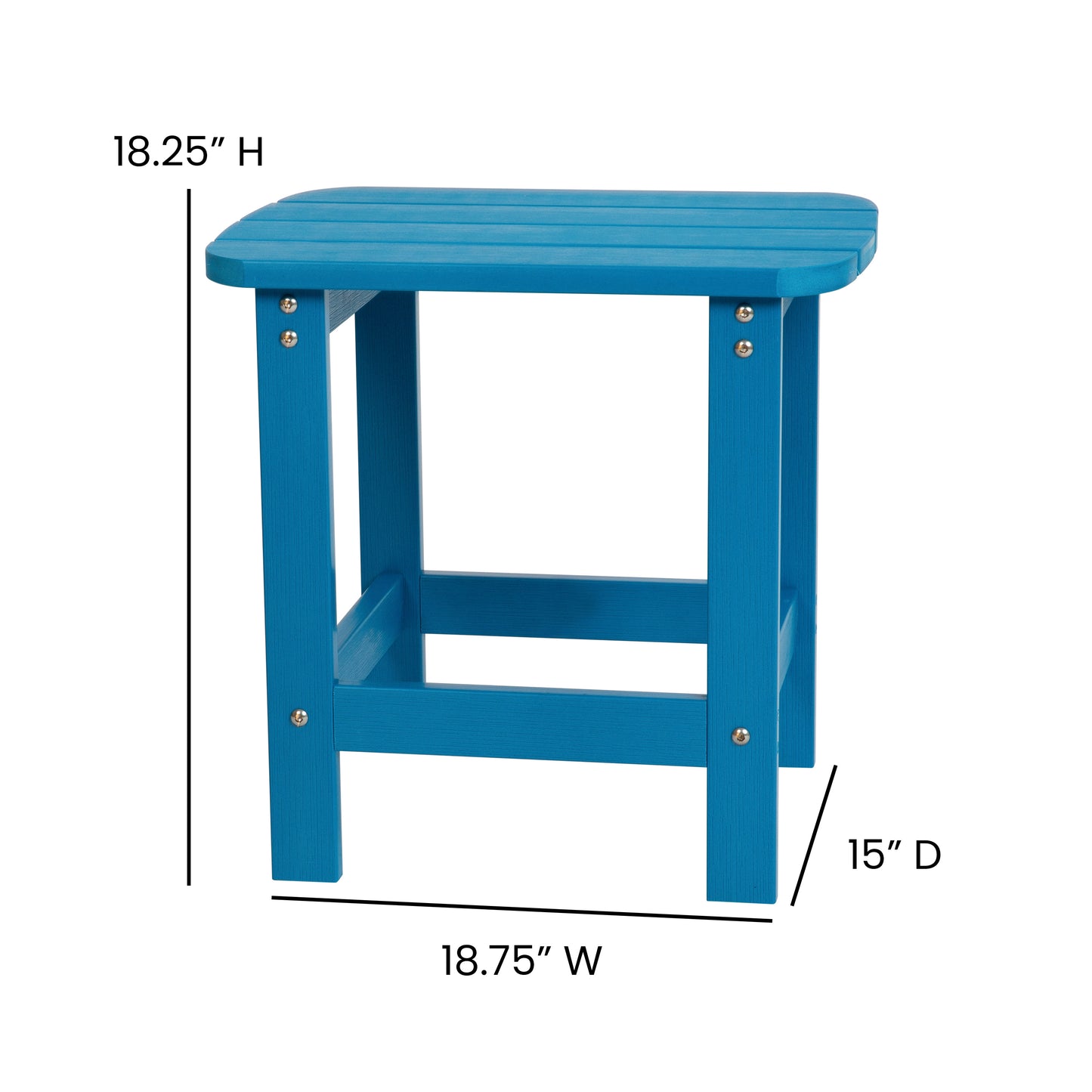 Charlestown All-Weather Poly Resin Wood Commercial Grade Adirondack Side Table in Blue Blue
