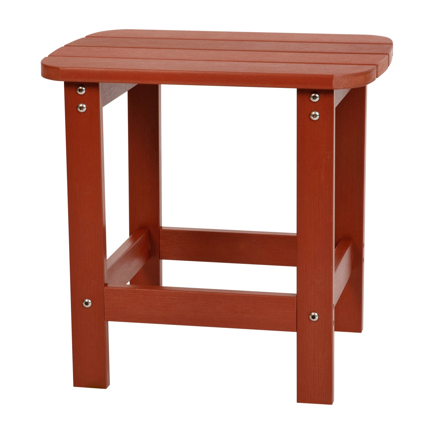 Charlestown All-Weather Poly Resin Wood Commercial Grade Adirondack Side Table in Red Red