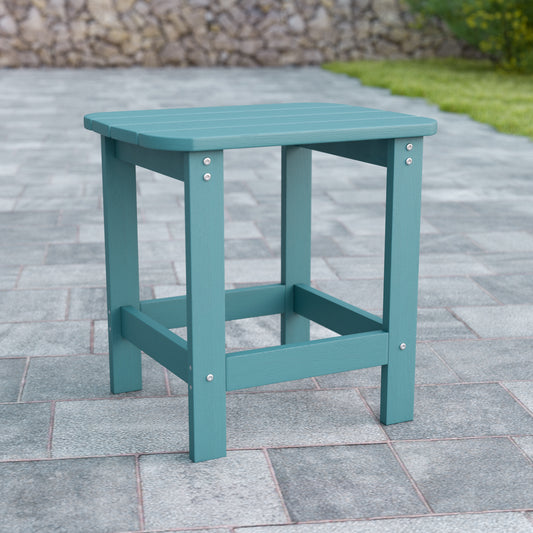 Charlestown All-Weather Poly Resin Wood Commercial Grade Adirondack Side Table in Sea Foam Sea Foam